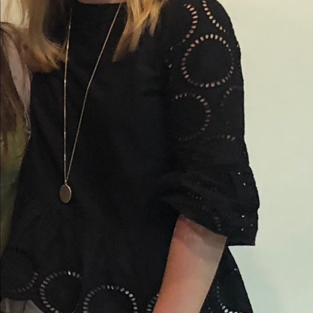 Loft Black Eyelet Peplum Top
